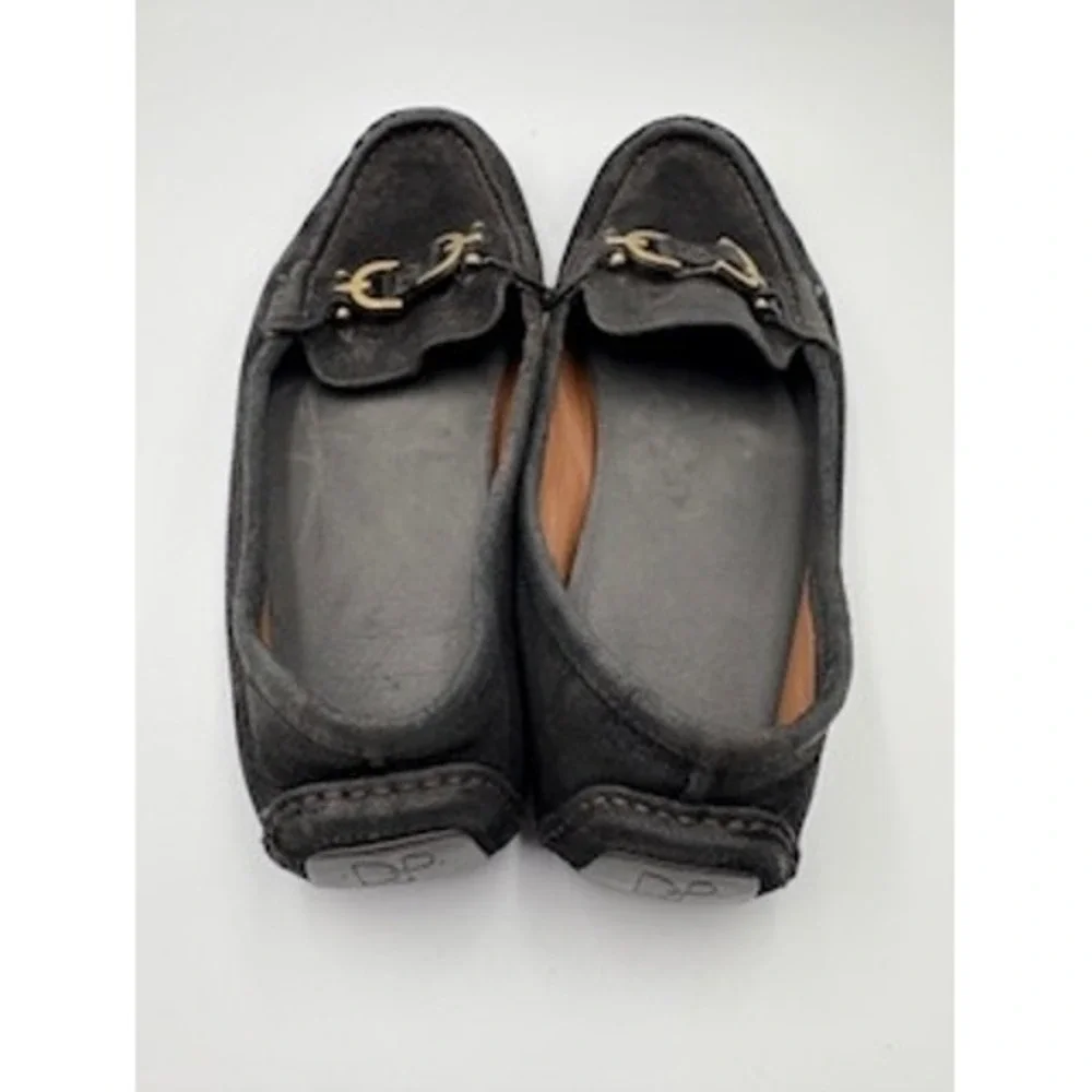 DONALD PLINER Viky Loafers 7M Black Suede Horsebit Driving Shoes Classic Luxury